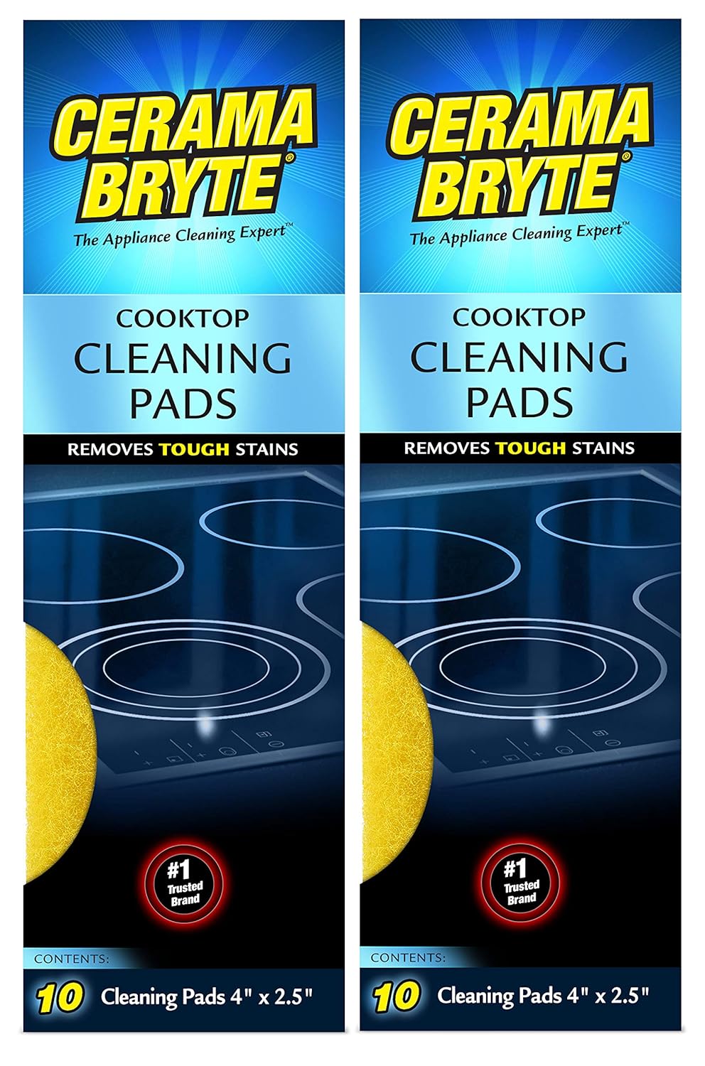 Cerama Bryte Ceramic Cooktop Cleaning Pads: 2-Pack (20 Total Pads) for