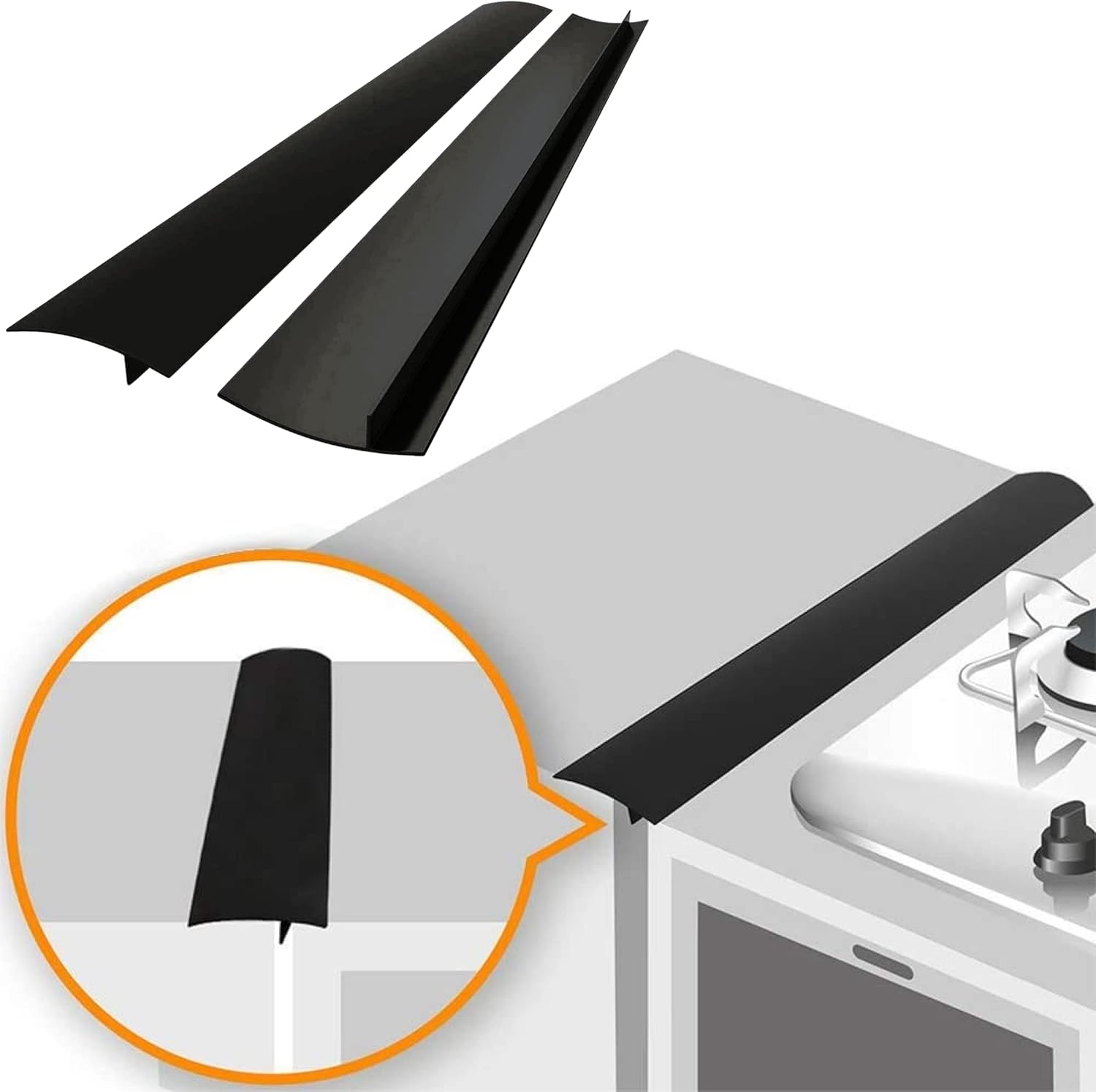 Linda's Essentials 2-Pack Silicone Stove Gap Covers, Heat Resistant Ov