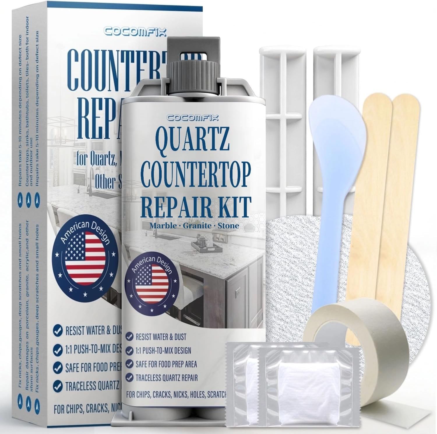 White Quartz Countertop Repair Kit: Quick-Drying Permanent Fix for Chi