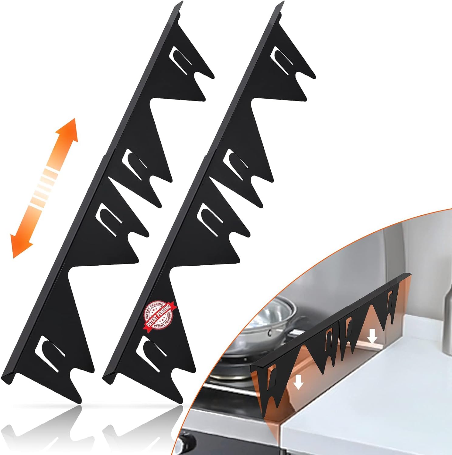 Stainless Steel Retractable Stove Gap Covers (2-Pack), Heat Resistant 