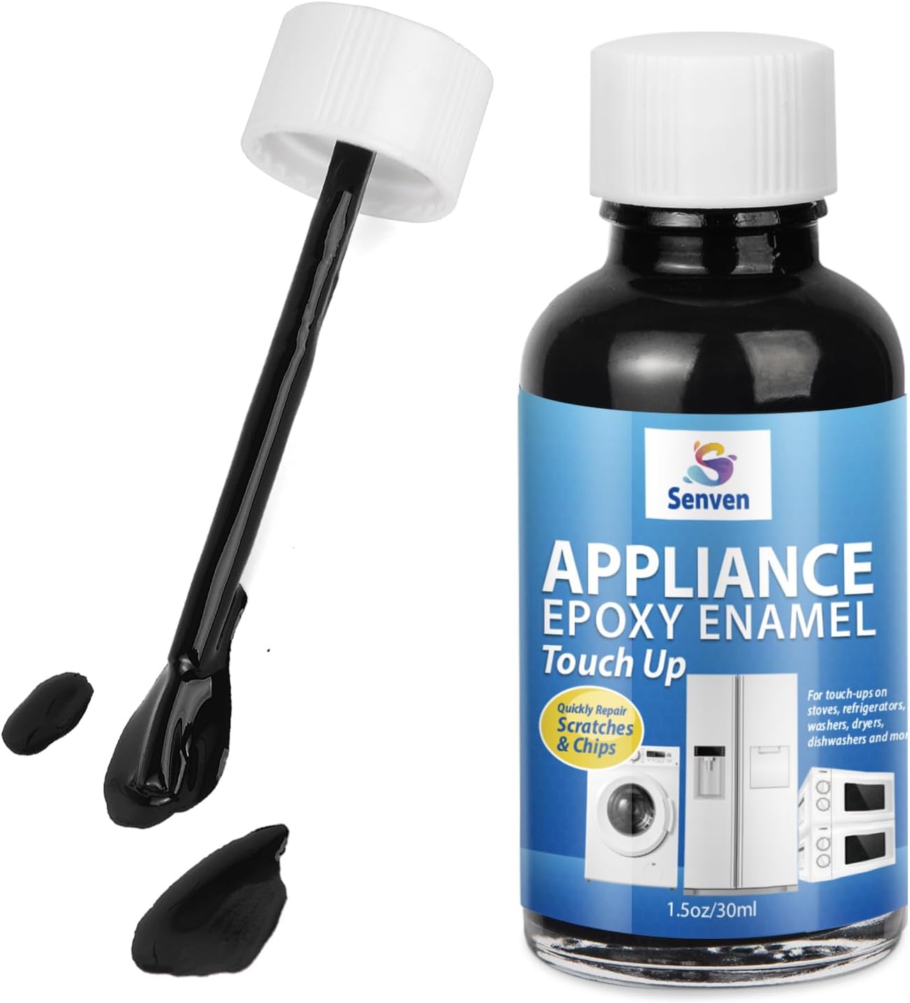 High-Gloss Black Acrylic Appliance Touch Up Paint Pen; Repairs Scratch