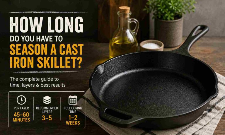 How long do you have to season a cast iron skillet